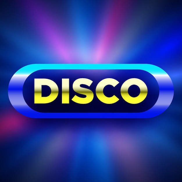 Disco party glowing button.