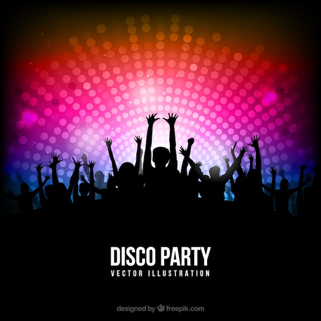 Vector disco party poster with silhouettes