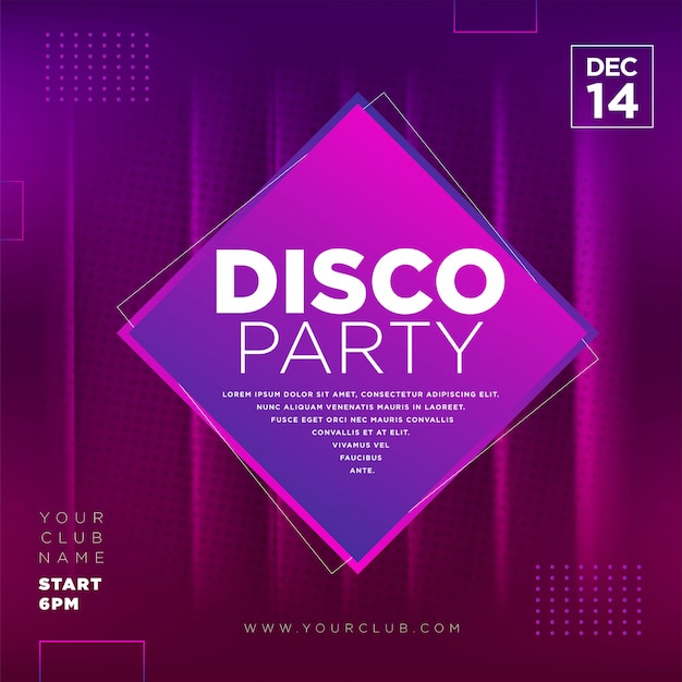 Disco party social media template