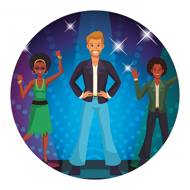 Vector disco people cartoon