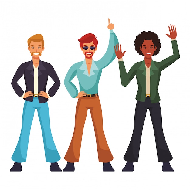 Vector disco people cartoon