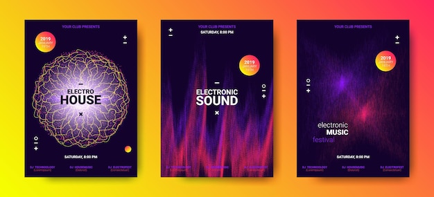 Poster da discoteca impostati per il festival di musica elettronica