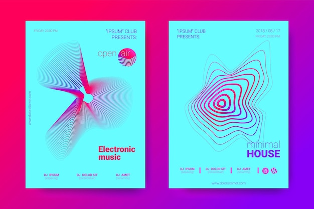 Poster da discoteca impostati per il festival di musica elettronica