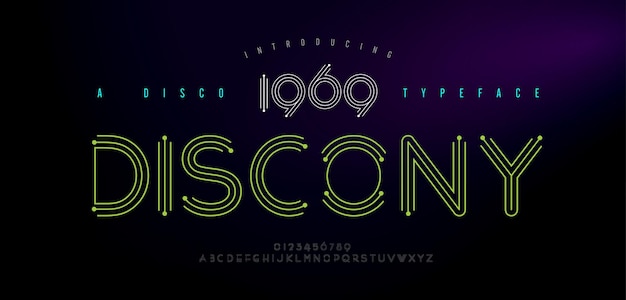 disco retro alphabet fontsand number typography modern minimal urban digital neon disco future creative logo font vector illustration