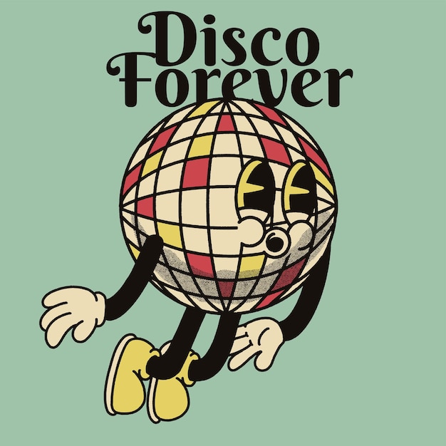 Disco voor altijd met disco hip karakterontwerp