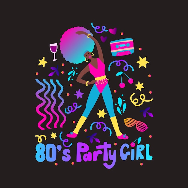 Discofeest 70s 80s Vrouw dans retro feestposter