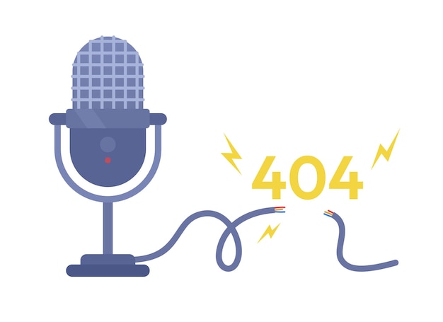 Disconnected mic 404 page error not found illustration