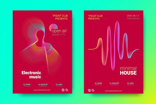 Discoposters voor elektronisch muziekfestival