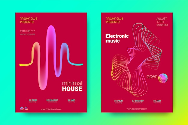 Discoposters voor elektronisch muziekfestival