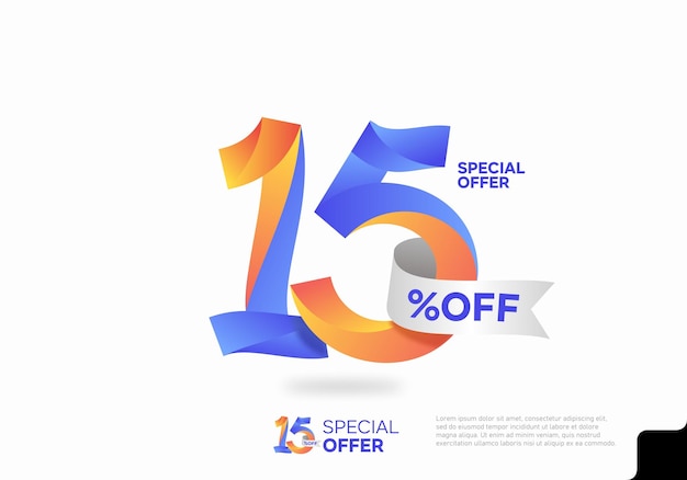 Discount 15 percent off icon special offer Label Vector Template Design Illustration