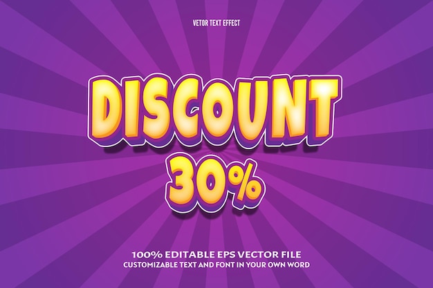 Discount 30% editable text effect 3d emboss comic style