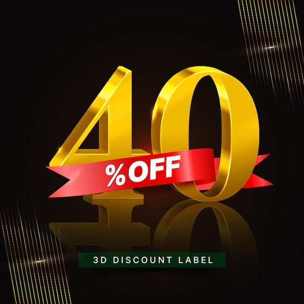 Discount 3D Label Composition Sale Promotion Template