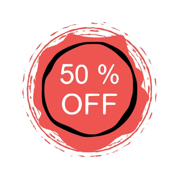 Discount 50 percent design element sign label stickers