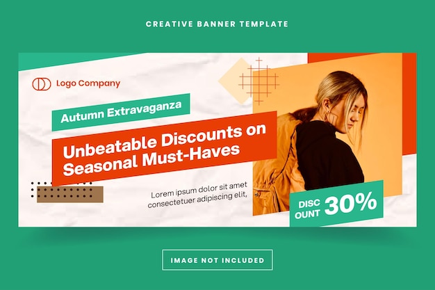 Discount autumn banner design template