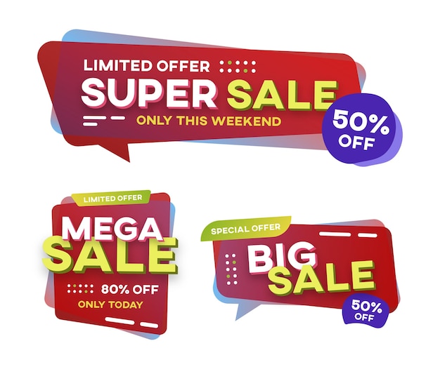 Vector discount banner collection