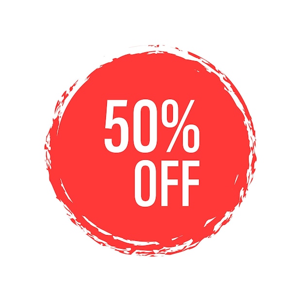 Discount for banner design 50 percent Sale tag brush icon Vector flat