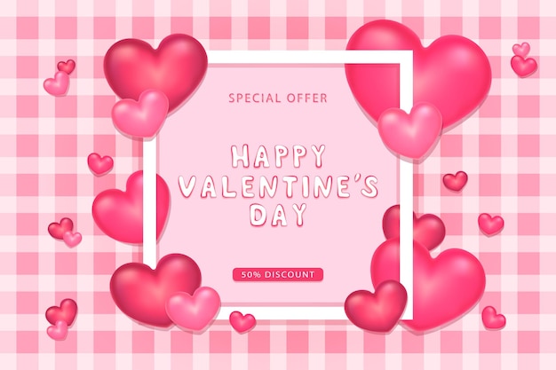 Discount banner for valentine's day 50 off vector illustration