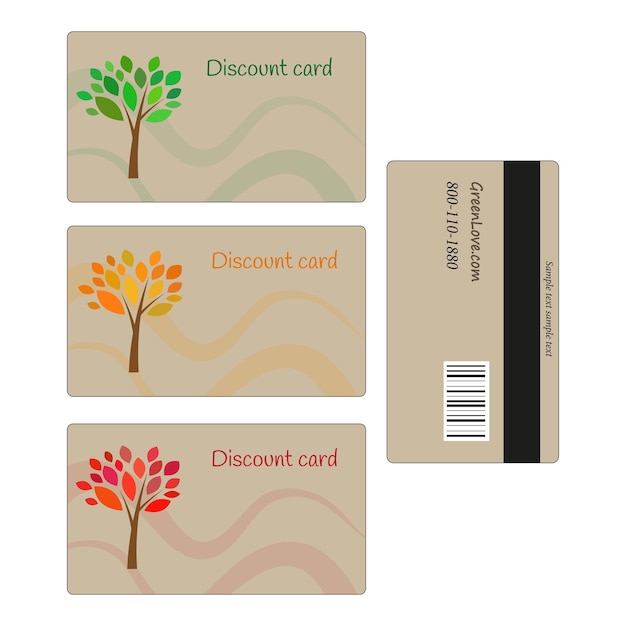 Vettore carte sconto con alberi