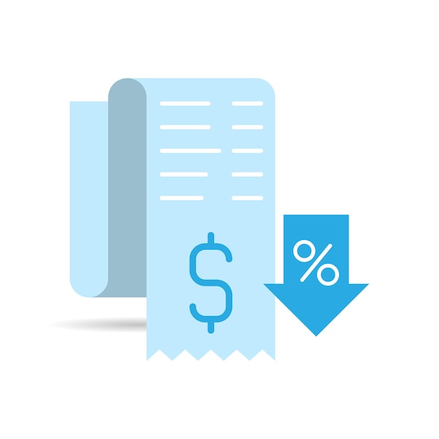 할인 싼 지불 덜 낮은 비용 비용 효과적인 개념 그림 평면 디자인 벡터 아이콘