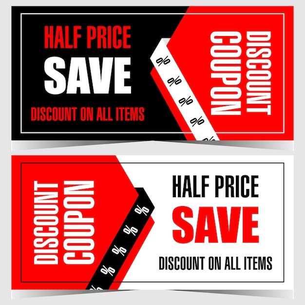 Discount coupon or discount ticket vector template for shopping season and Black Friday.