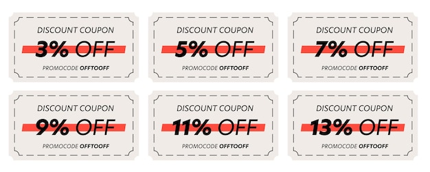 Vector discount coupon sale label vector set