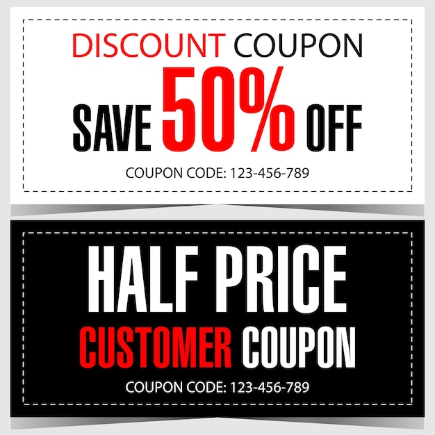 Discount coupon to save 50 percent.