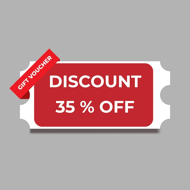 Discount Coupon vector illustration on grey background Red discount coupon