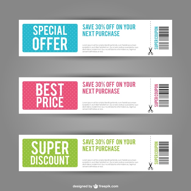 Vector discount coupons