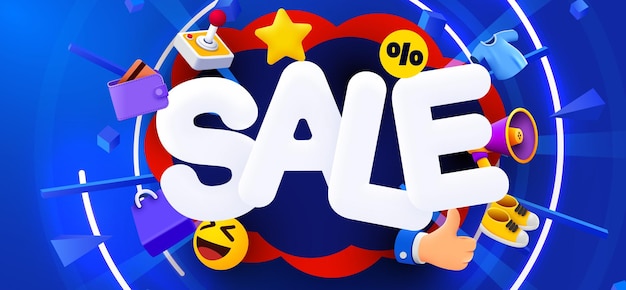 Discount creative composition mega sale vector illustration