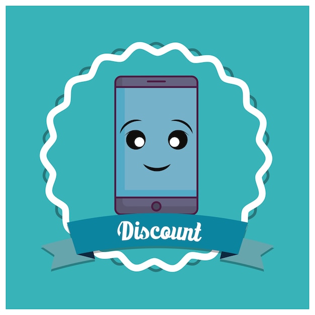 discount design with kawaii smartphone 