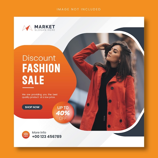 Discount fashion sale social media post flyer or Instagram banner template