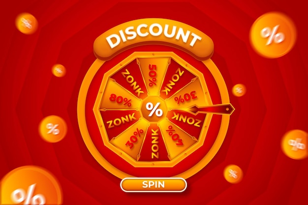 Discount fortune wheel spin with red gold background