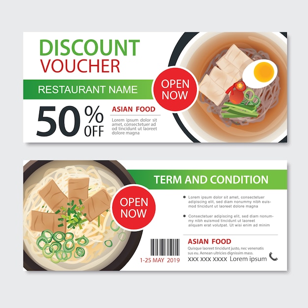할인 상품권 아시아 음식 템플릿 design.Noodles 세트