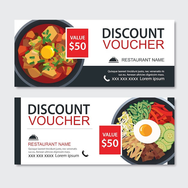 Vector discount gift voucher asian food template design.