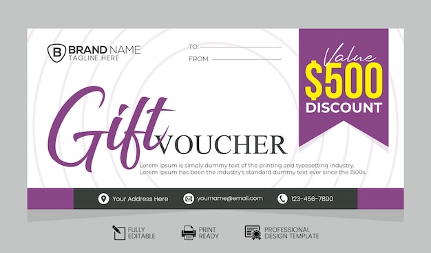 Vector discount gift voucher design promotional template for sale offers sale promotion gift voucher