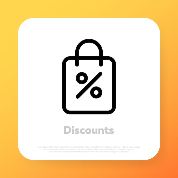 Discount icon. Coupon label. Super sale. Shopping concept. Vector line icon for Business and Advertising.