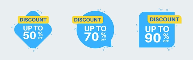 Discount label sticker in retro design style Sticker with 50 70 90 percent off special price