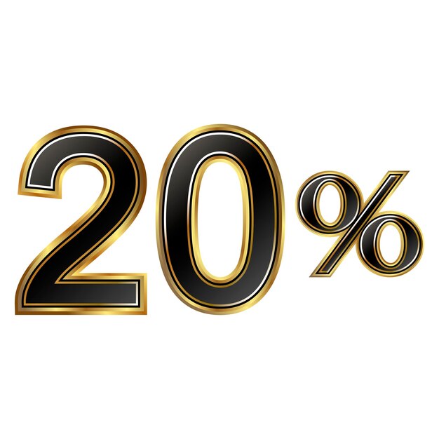 Premium Vector Discount Minus 20 Percent Golden Shiny Numbers Symbol premium-vector-discount-minus-20-percent-golden-shiny-numbers-symbol