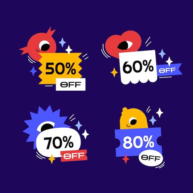 Vector discount numbers badges collection design