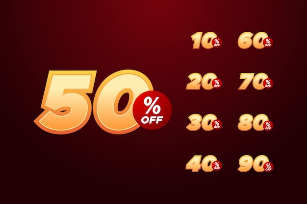 Discount Numbers Set Design For Business