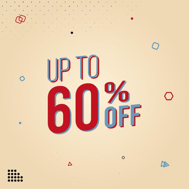 Discount offer template design. up to sixty percent off. modern design