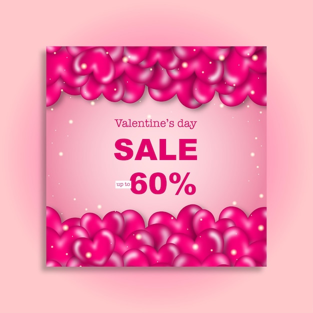 Discount poster with hearts for valentine's day