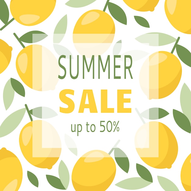 Discount promotion banner with lemon