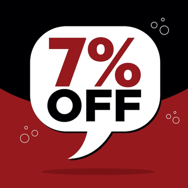 Vector discount sale balloon 7 off black and red background