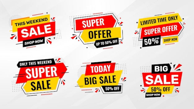 Discount sale banner set vector template Sale labels set big sale final sale background design