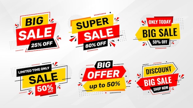 Discount sale banner set vector template Sale labels set big sale final sale background design