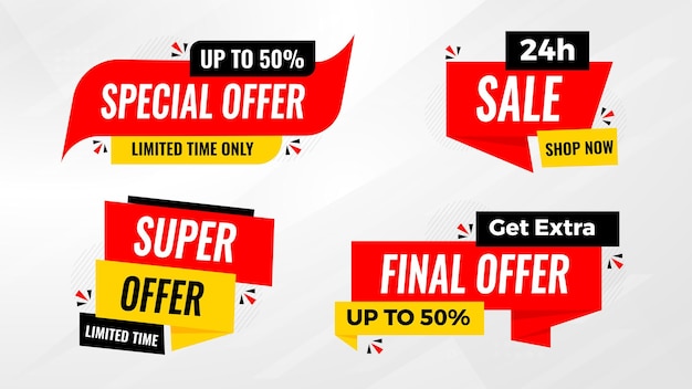 Discount sale labels vector template flash sale super sale big sale final sale background design