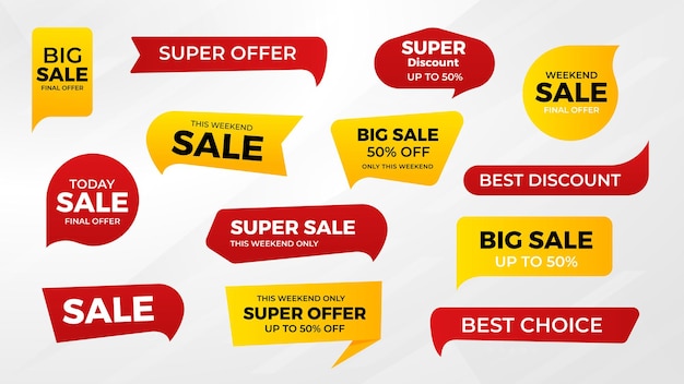 Discount sale labels vector template flash sale super sale big sale finale sale achtergrondontwerp