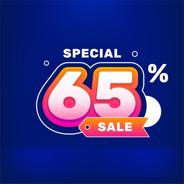 Vector discount sale price promotion label and tag design 65 percent