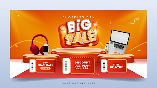 Discount sale promotion event horizontal banner template design